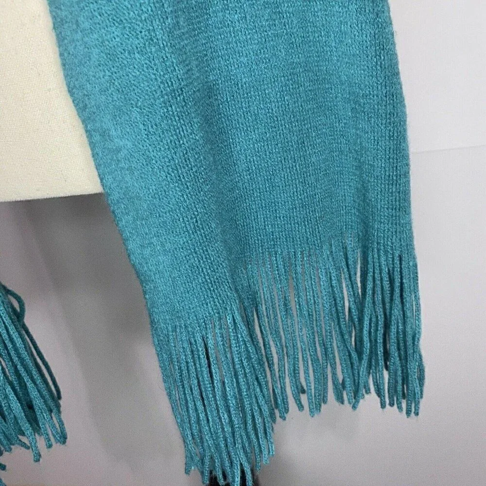 NWOT Women’s Scarf Teal With Fringe Acrylic 72”